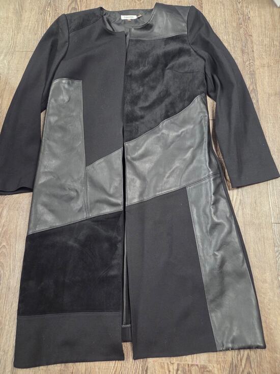 Calvin Klein Jackets & Blazers - Calvin Klein Women's Mixed-Media Coat Black Duster Cardigan Jacket Size 12